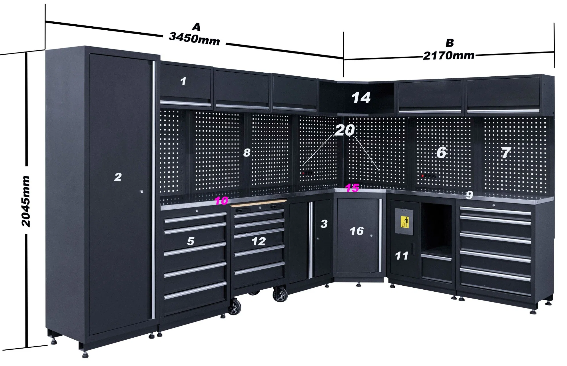 Goldenline Corner Garage Combined Tool Cabinets Supplier