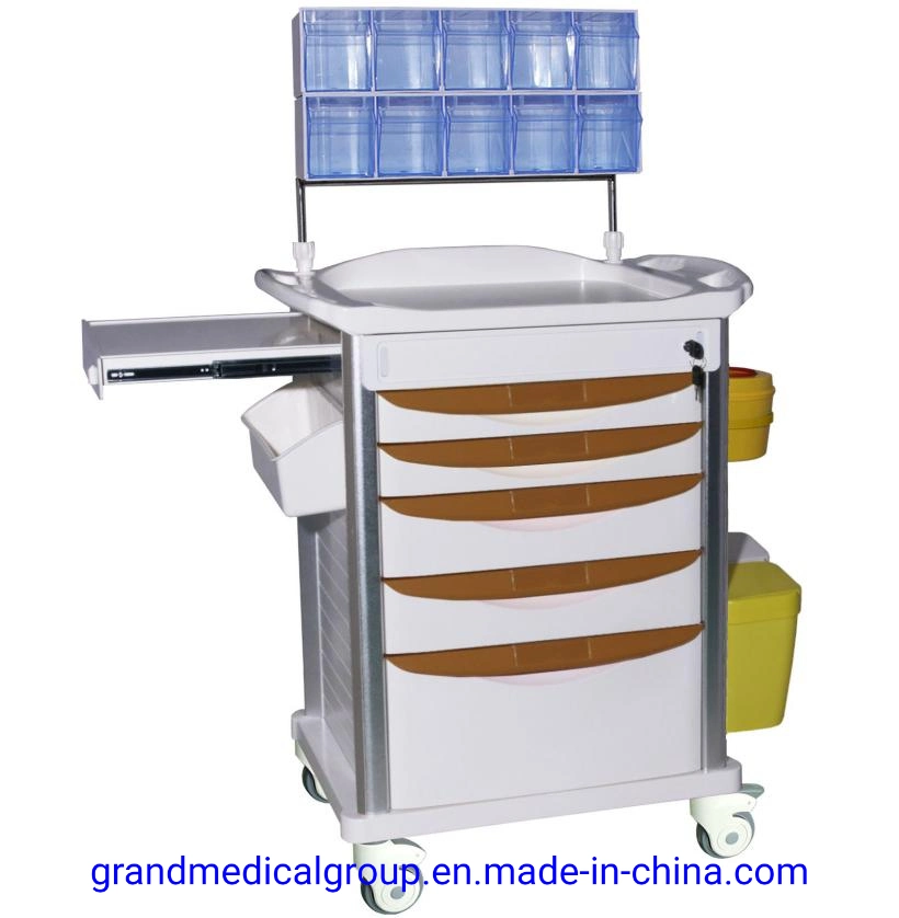 Hospital Furniture Manufacture Medical Emergency Cart Anesthesia Trolley for Hospital