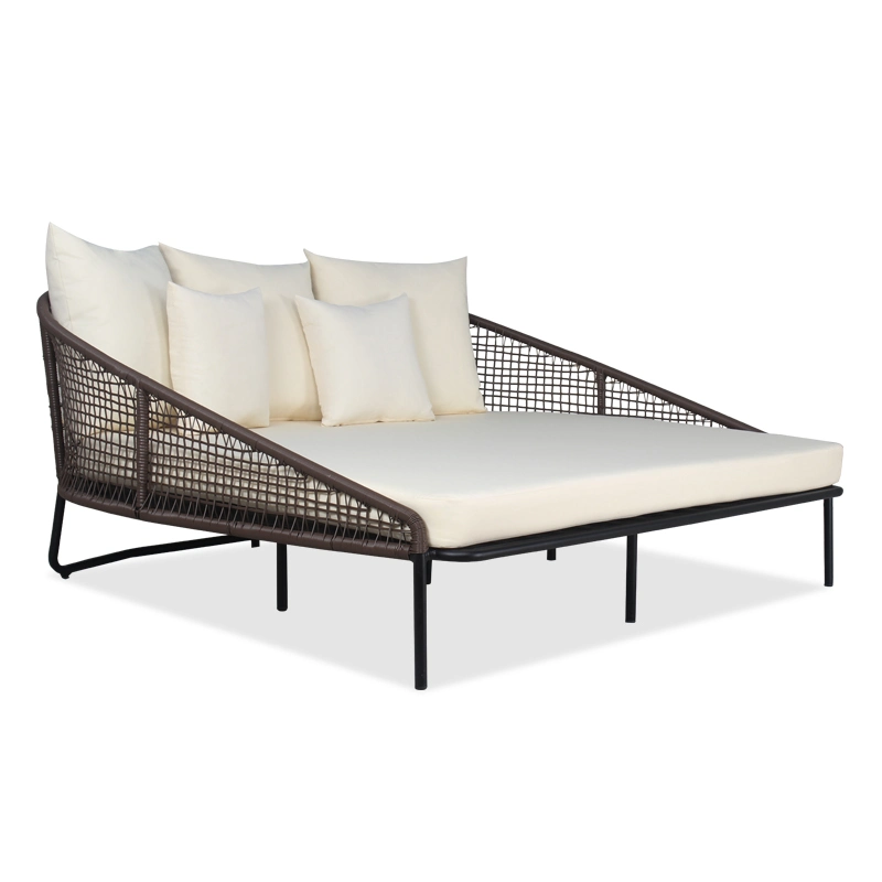 Modern Chinese Garden Hotel Home Outdoor Beach Rattan Daybed