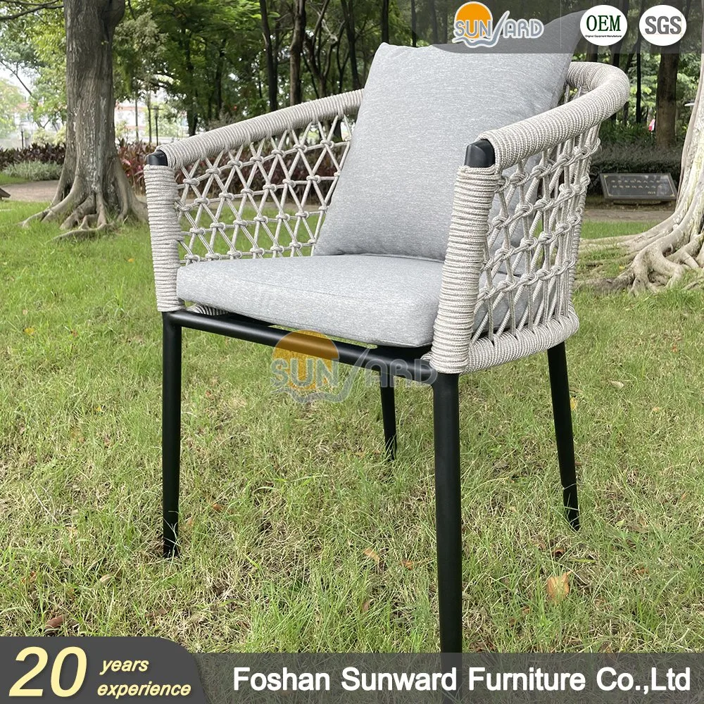 Modern Customized Outdoor Armchair Garden Hotel Home Cafe Patio Rope Woven Restaurant Dining Chairs