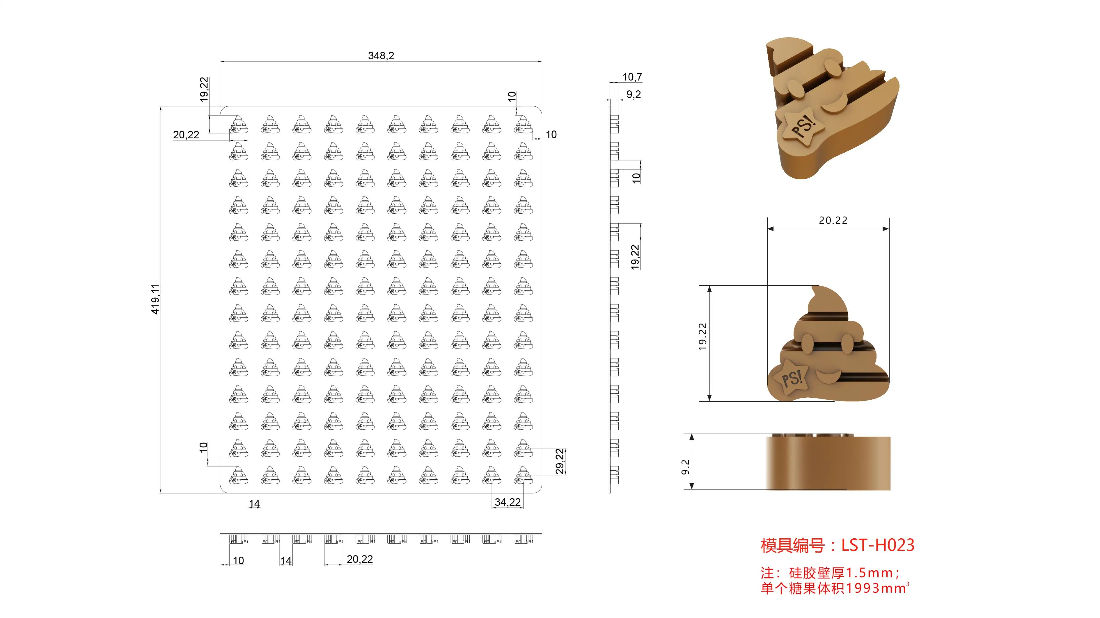 Lst du papier de toilette de moule personnalisées toilettes merde forme pour les bonbons de chocolat