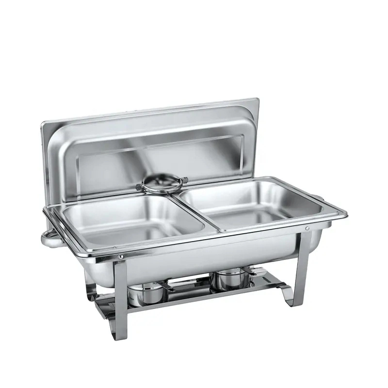 9L Schmorpfanne Buffet Set Edelstahl Kafer Catering Buffet Server und Warmgeräte mit Faltrahmen, Food Pan, Treibstoffhalter und Deckel