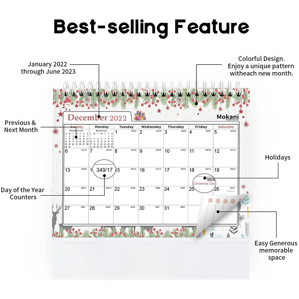 Academic Year Standing Desk Calendars with Planner Stickers