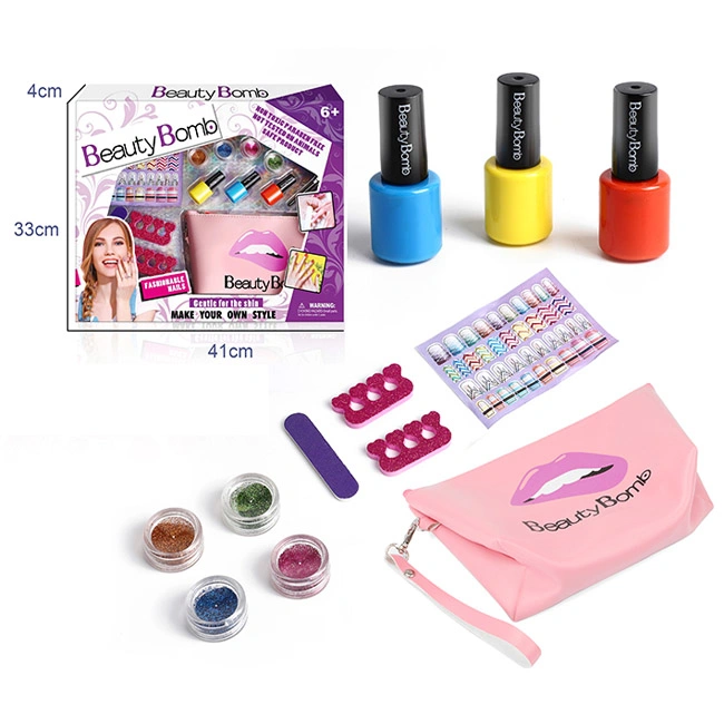 Ensemble de jouets pour ongles pour enfants en gros, ensemble d'art d'ongles pour filles à la mode, jeu de maquillage et de beauté pour enfants, jouets cosmétiques pour filles, jouet pour ongles.