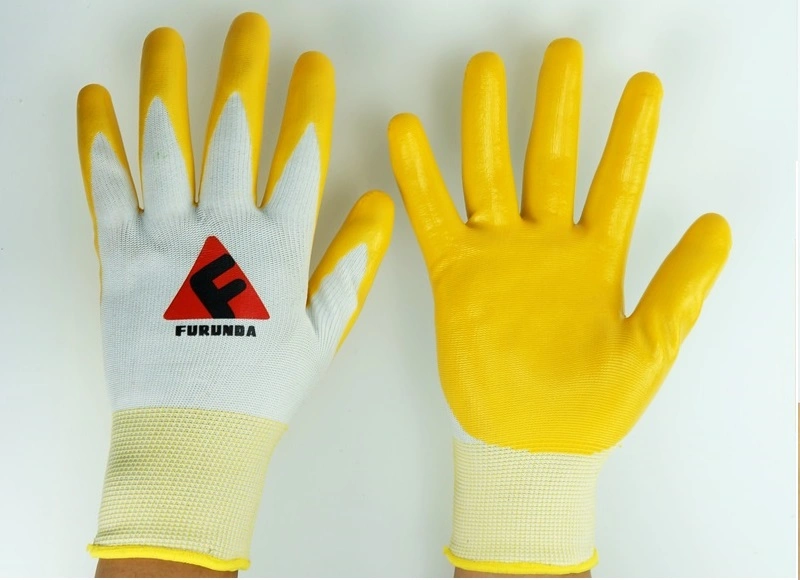 En388 Nitrile Coated Safety Work Gloves for Gardening Household