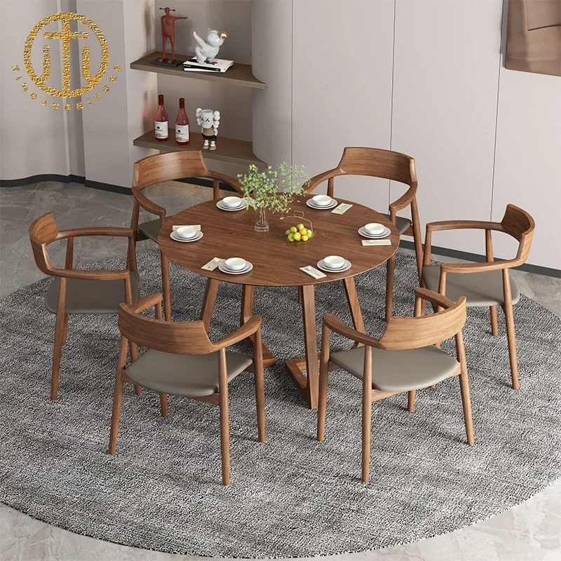 Estilo europeu ronda personalizável castanha pequena sala de estar, mesa de jantar