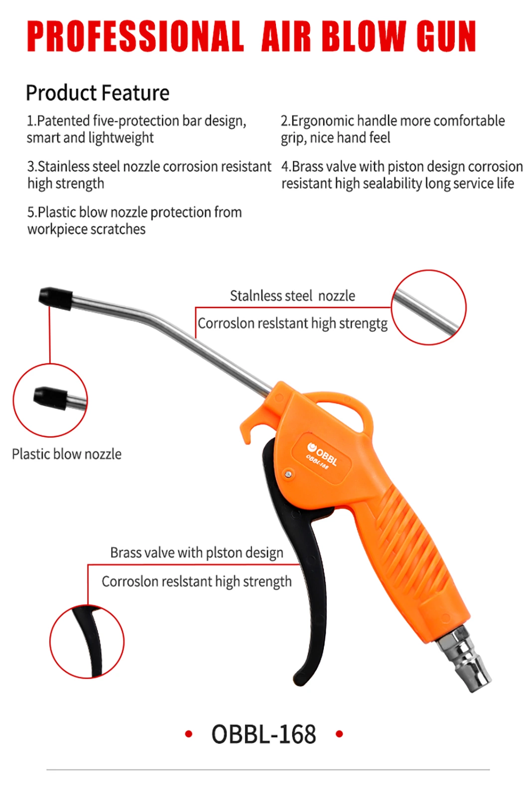 Obbl Plastic Air Duster Blow Gun Air Compressor Аксессуары Пыла Инструмент для очистки