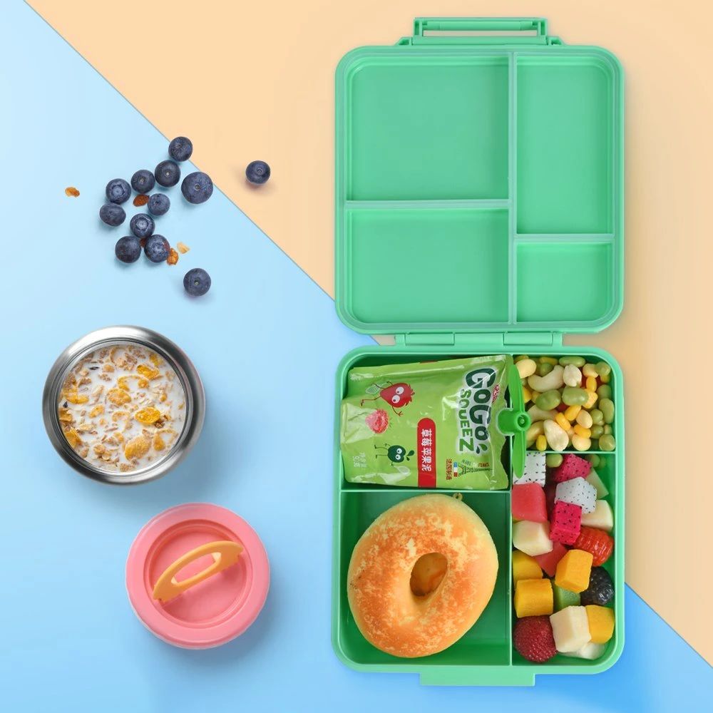 2023 Hot Selling Silicone Lunch Box with Leakproof Food Jar Kids Insulated Lunch Bento Box