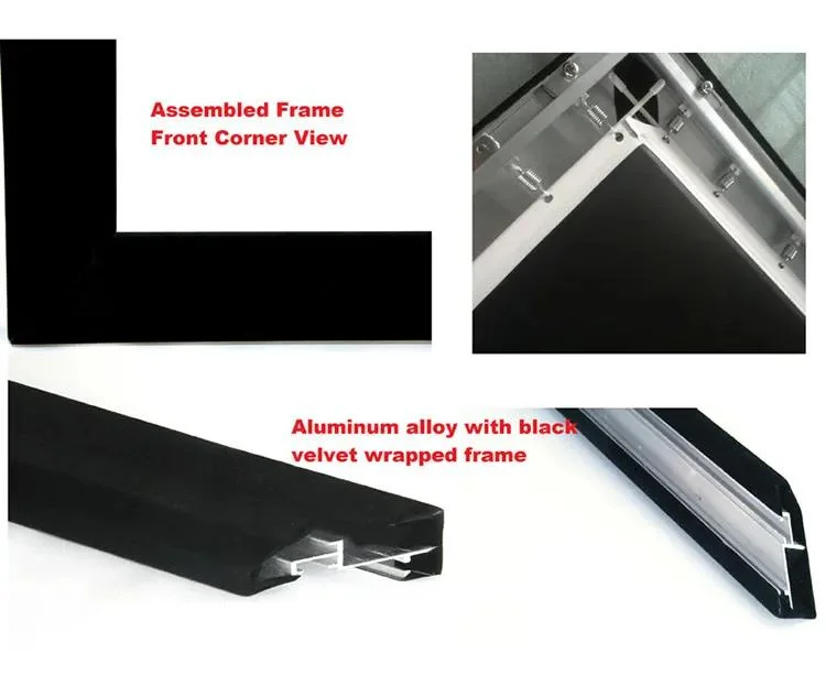 UHD-Wandmontage-Projektions-/Projektionsleinwand mit festem Rahmen und Aluminiumgehäuse