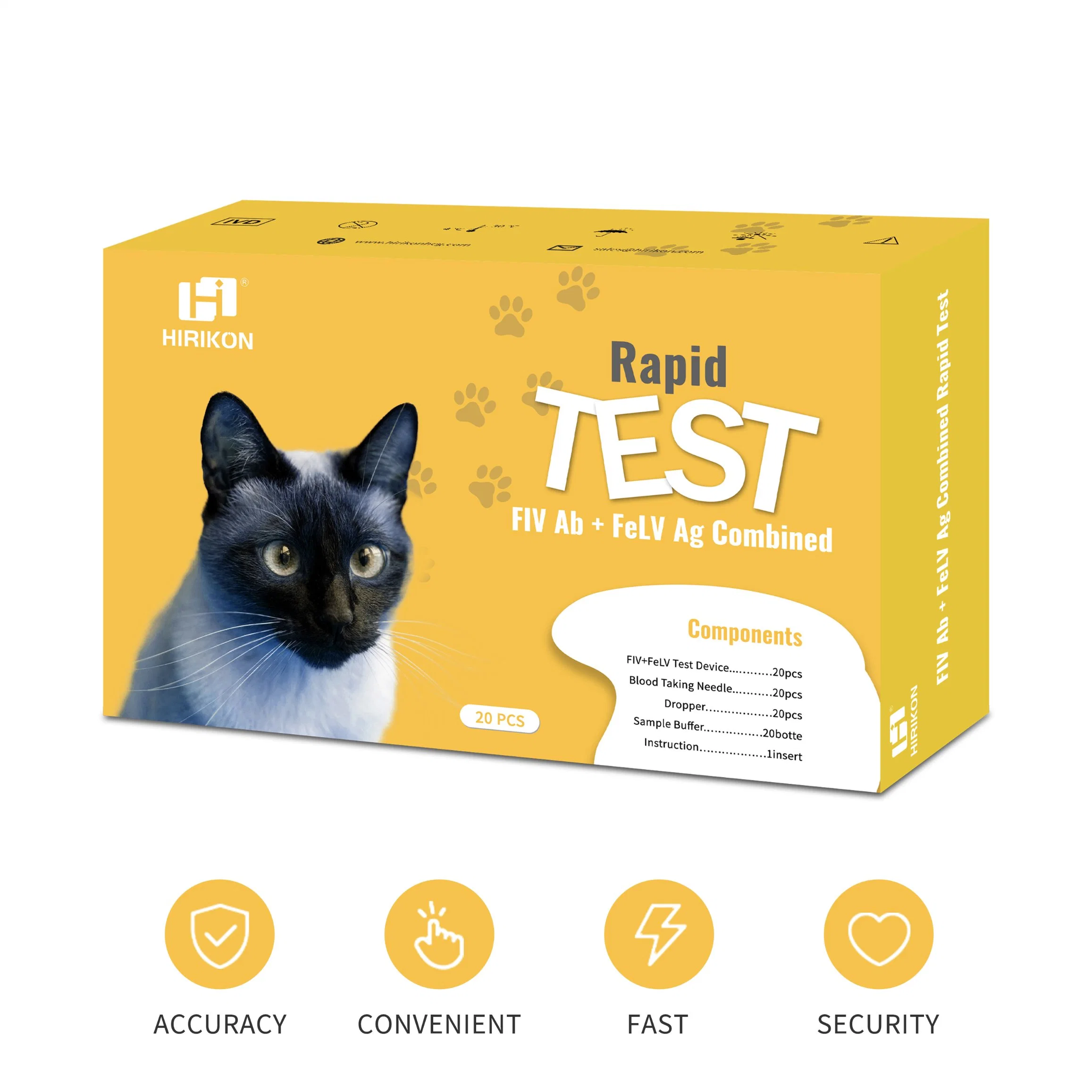 Anticorpo Fiv Hirikon Cat sangue antígeno Felv Kit Teste Rápido combinado com o método de ouro coloidal