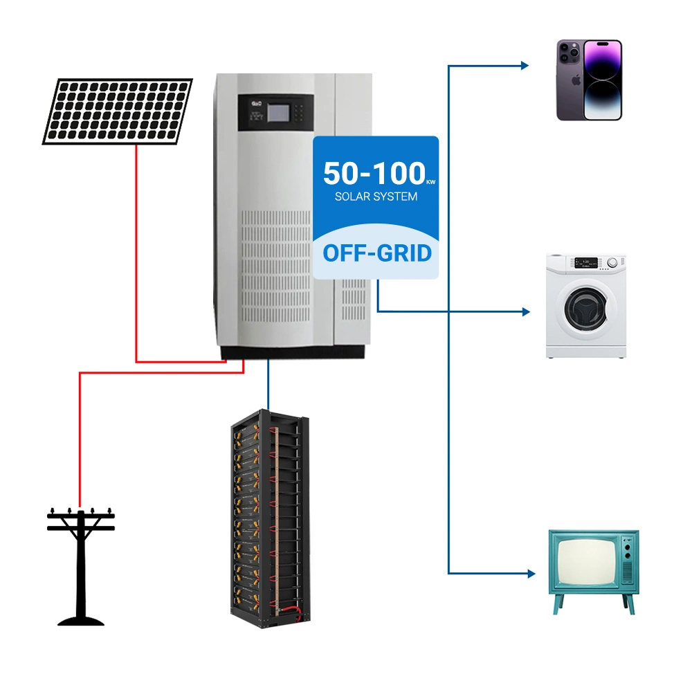 Hot Promotional off Grid Solar System Complete Set 50kw 60kw 70kw 80kw 100kw Customize Power Lithium Battery for House