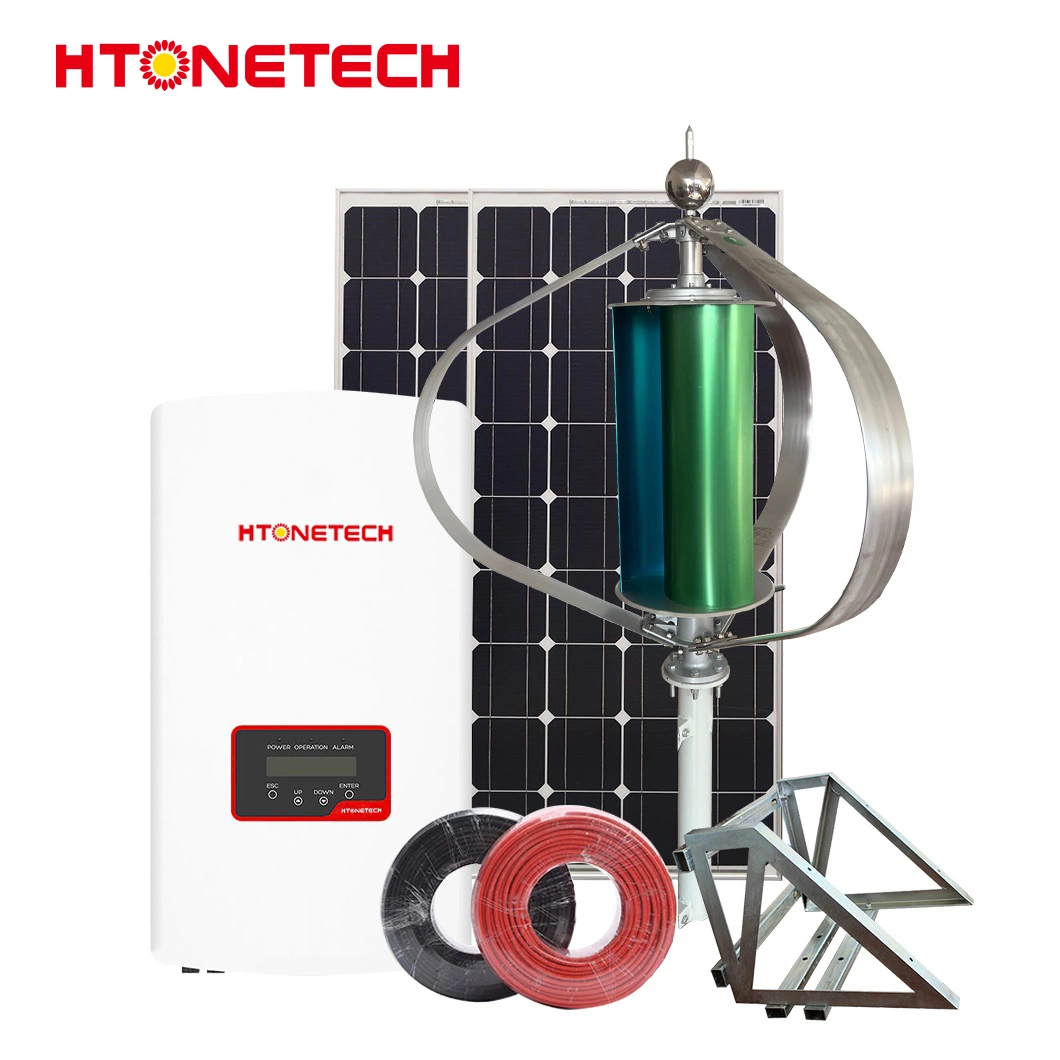 Htonetech China 24V fábrica de paneles solares flexibles 500W 800W 1000W 1500W 2000W Calefacción 5kw uso doméstico sistema de energía solar con El aerogenerador más eficiente