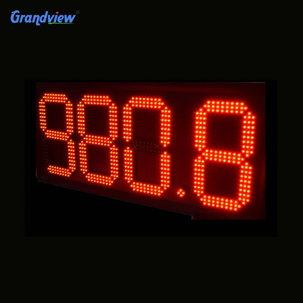 2020 Grandview Red 12 Inch LED Price Sign Petrol Gas Station Screen