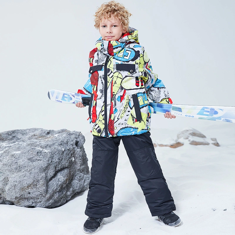 High quality/High cost performance Two Pieces Boys Winter Snow Suit for Kids Boy Ski Jacket and Pants Set