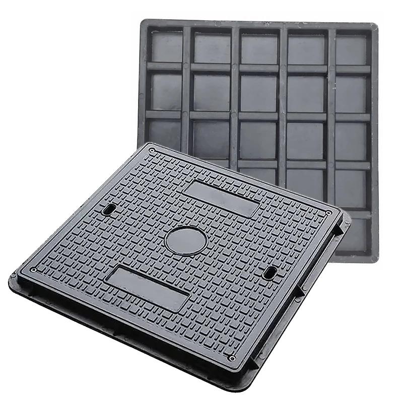 FRP Composite Resin Manhole Cover Square Outdoor Water Drain Covers Sewer Lid FRP Top Solid Manhole Cover