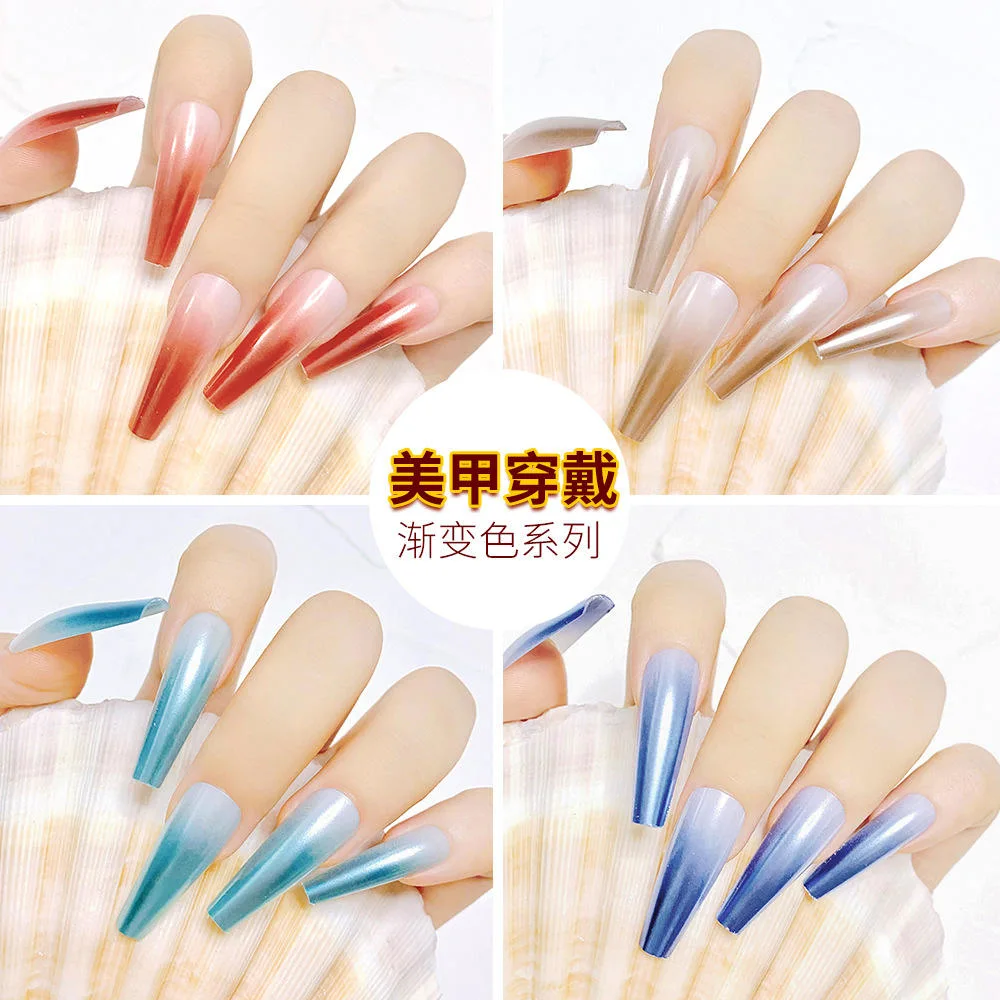 New Custom Design Luxury Personality Long Coffin Oval Finger Nails Full Cover Artificial Art Press on Acrylic Nails Tips