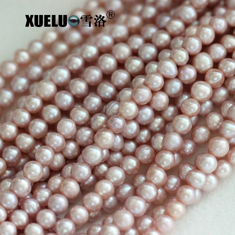 7-8mm Ab Quality Lavender Round Natural Genuine Cultured Freshwater Pearl Strings (XL180017)