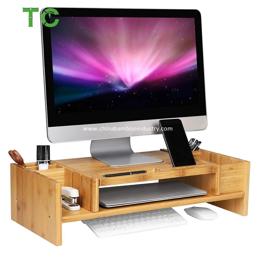 Wholesale/Supplier 2-Tier Bamboo Desk Monitor Riser Stand - Desk Storage Organizer for Home and Office Computer Desk Laptop