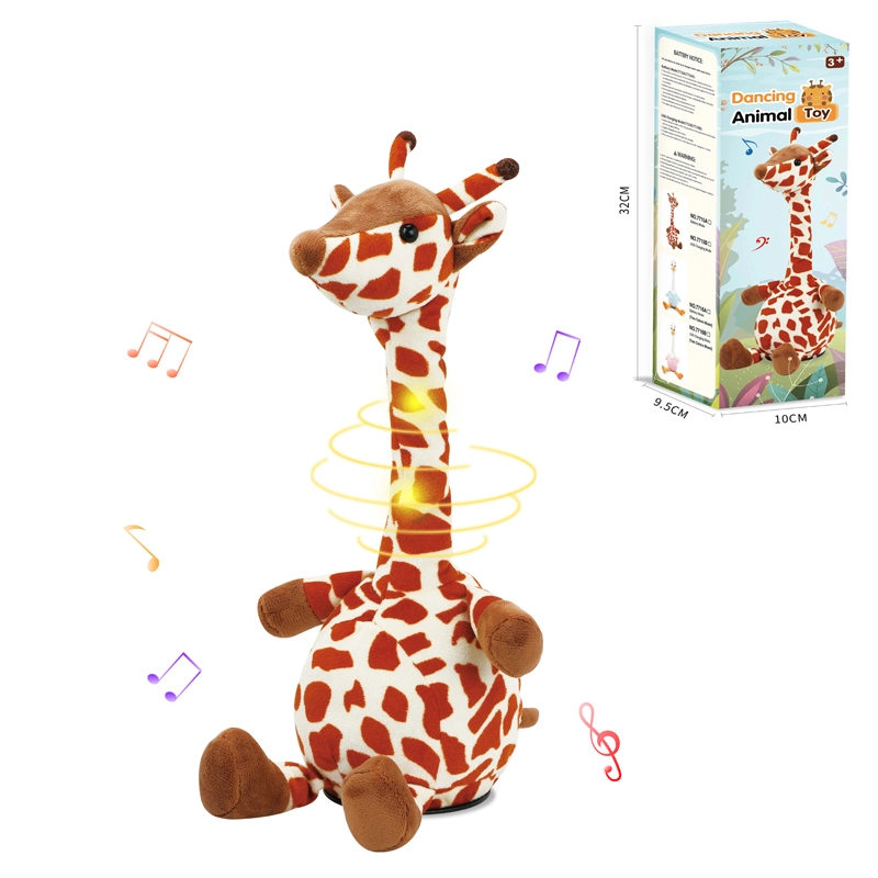 Qstoys niños Peluche electrónico Bailando Juguetes hablando cantando grabar Giraffe Juguetes con LED Light Music Bluetooth