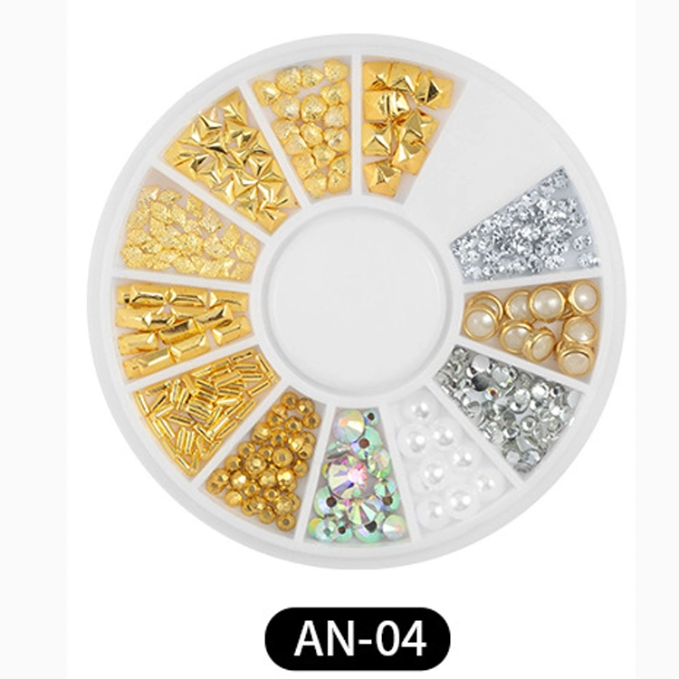 Hollow Studs Gems Rivet Mix-Shape Jewelry and Decorations 3D Geometry Metal Gold Nail Charms