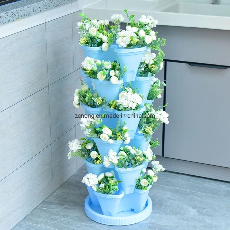 Stacking Tower Pot Hydroponic Growing Plastic Flower Pots for Plant