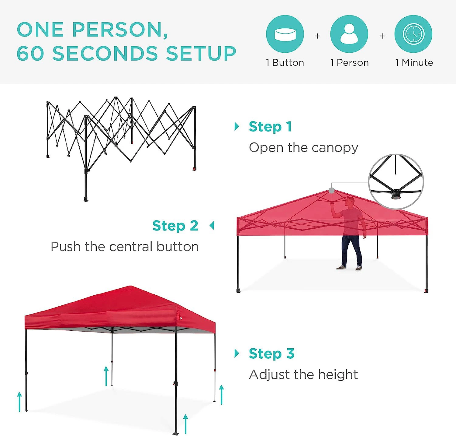 10X10FT 1-Person Setup Pop up Canopy Tent Instant Portable Shelter