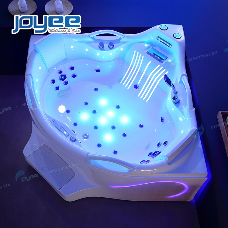 Joyee Luxury Jacuzzy SPA Bath Freestanding Step in Whirlpool Bathtub Whirlpool with LED Big Waterfall