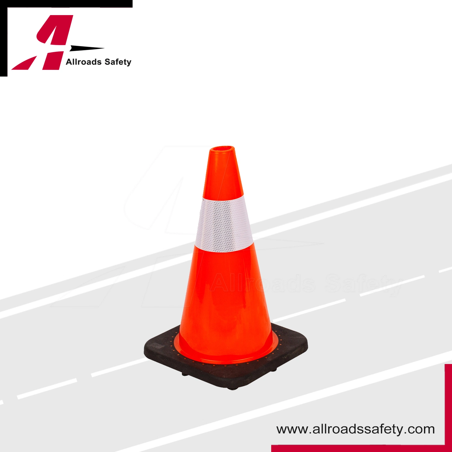 18" Highway Safety PVC Road Barrier Cone with Black Base