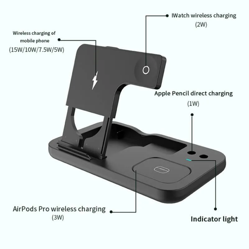 Cargador inalámbrico magnético 4 en 1 adecuado para iPhone/Airpods/iWatch/Apple Pencil