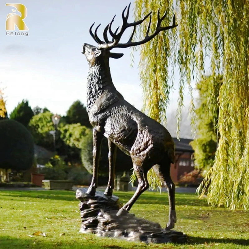 Foundry Customized High quality/High cost performance  Metal Craft Buck Sculpture Life Size Bronze Deer Family Statue Outdoor Park Decor