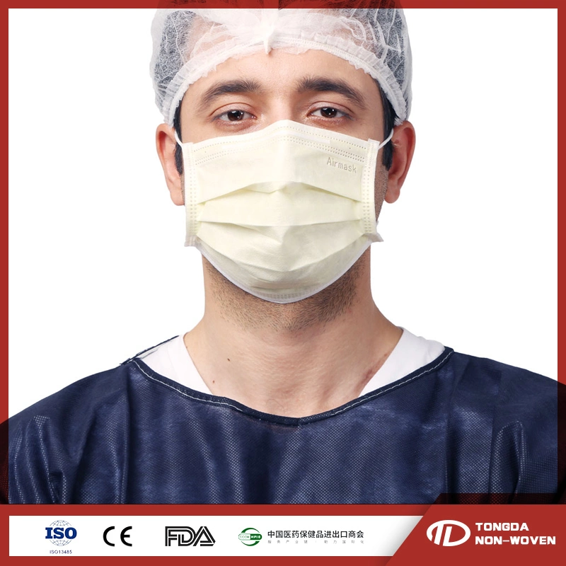 Surgical/Hospital/Medical/Protective Nonwoven Dental 3ply Disposable Face Mask with Elastic Ear-Loops