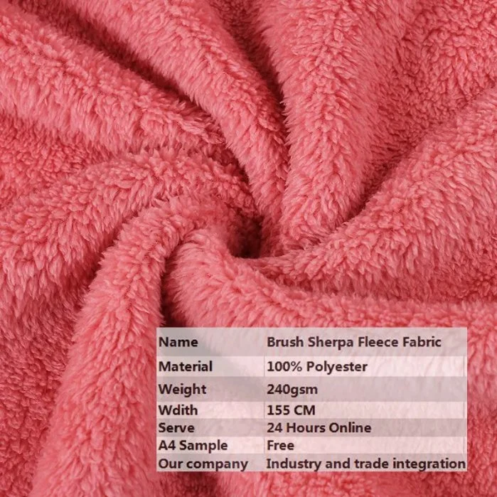 Hoodi Fabric Brushed Blanket Flannel Artificial Fur Fabric Plush Fleece Coat Jacket Brush Sherpa Fleece Fabric