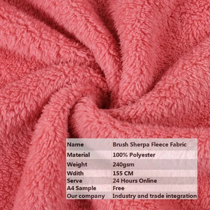 Tela Hoodi Blanket cepillado Flannel tejido Fur artificial Plush Fleece Chaqueta abrigo cepillo tela de felpa Sherpa