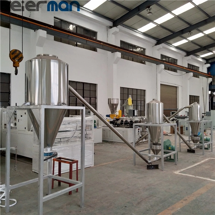 PVC Resin Hot Die Face Cutter Pelletizing Line Capacity 250-400 Kg/H Equip Sjsz80/156 Conical Twin Screw Extruder with Three Stage Blowing System