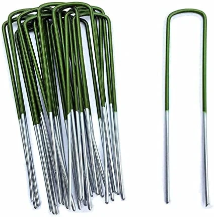 100pcs el Césped Artificial Césped U pasadores de acero en forma de espigas de estacas de malas hierbas de jardín vallado terreno