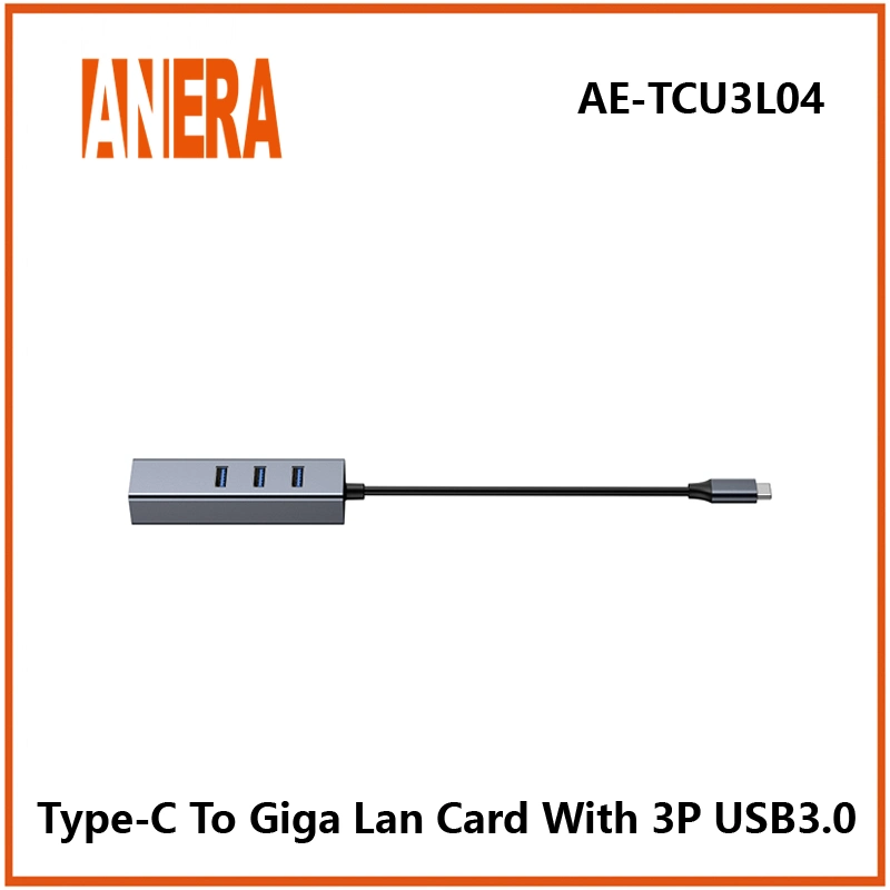 Anera de alta velocidad de nuevo estilo de tipo multifuncional-C para el adaptador Ethernet RJ45 1000Mbps Gigabit LAN Card Tarjeta de red con 3 puertos USB3.0 Hub Converter