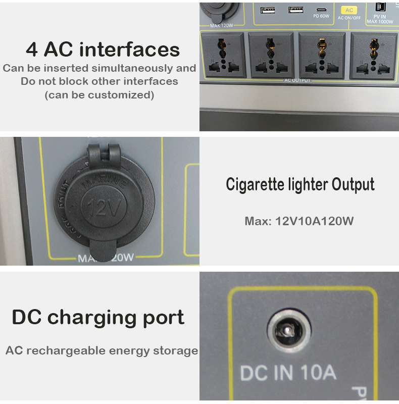 Solar Portable Generator Backup Energy off-Grid Solar Power Station Model 1000W High quality/High cost performance Energy Storage Power Supply