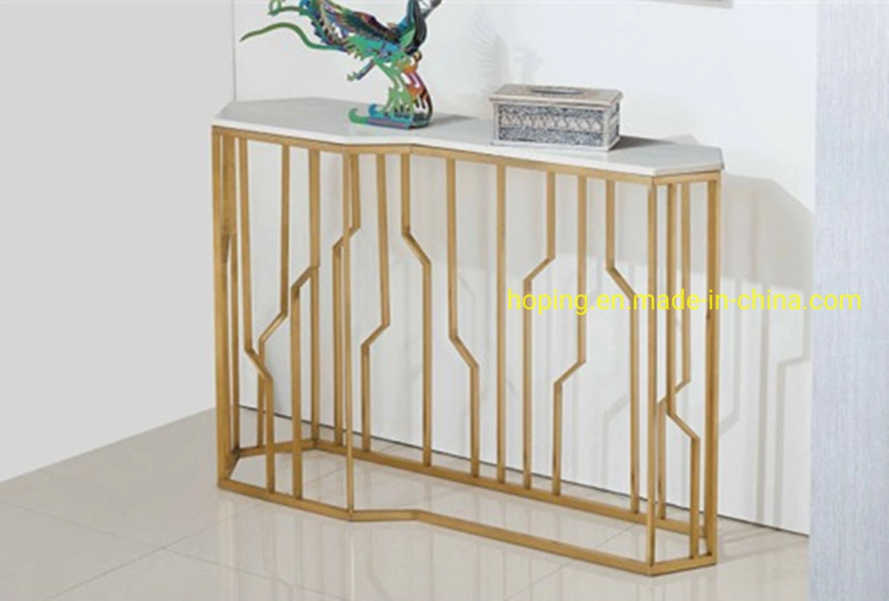 Console Table, Narrow Hallway Dressing Desk with Metal Frame for Hotel Room, Living Room, Bedroom