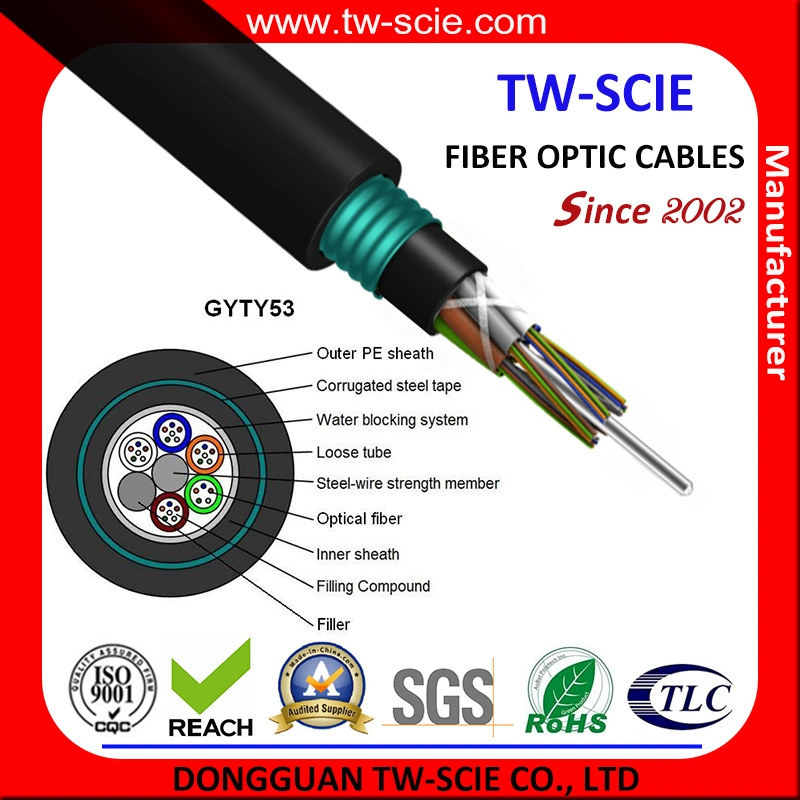 El 24 de Core redes con cable de fibra óptica Fibra Óptica Corning GYTY53