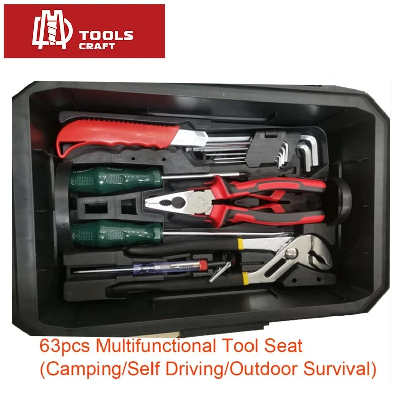 63PCS Multifunctional Tool Set Seat (Camping/Self driving/ Outdoor Survival/Home)