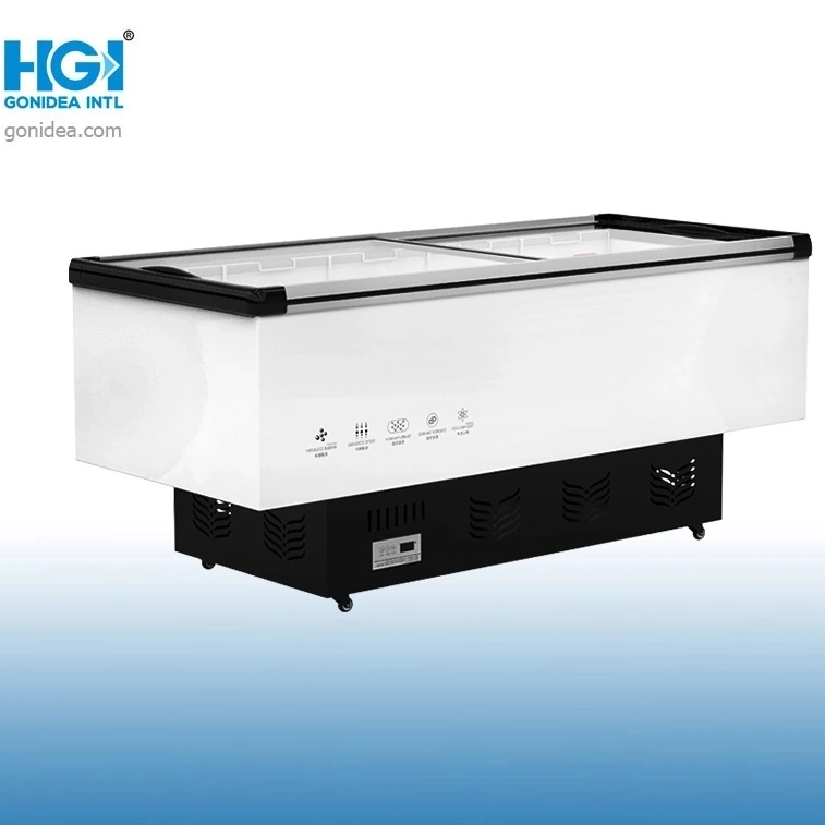 Hgi Commercial Supermarket Big Island Freezer Auto Defrost 3 Glass Door Hgdf-2200