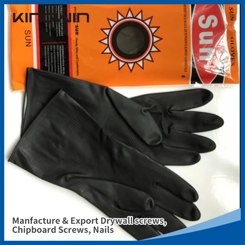 Guantes de caucho natural de látex de nitrilo de trabajo al por mayor con servicio pesado Seguridad laboral Industrial para la Protección de las manos Limpieza de hogares