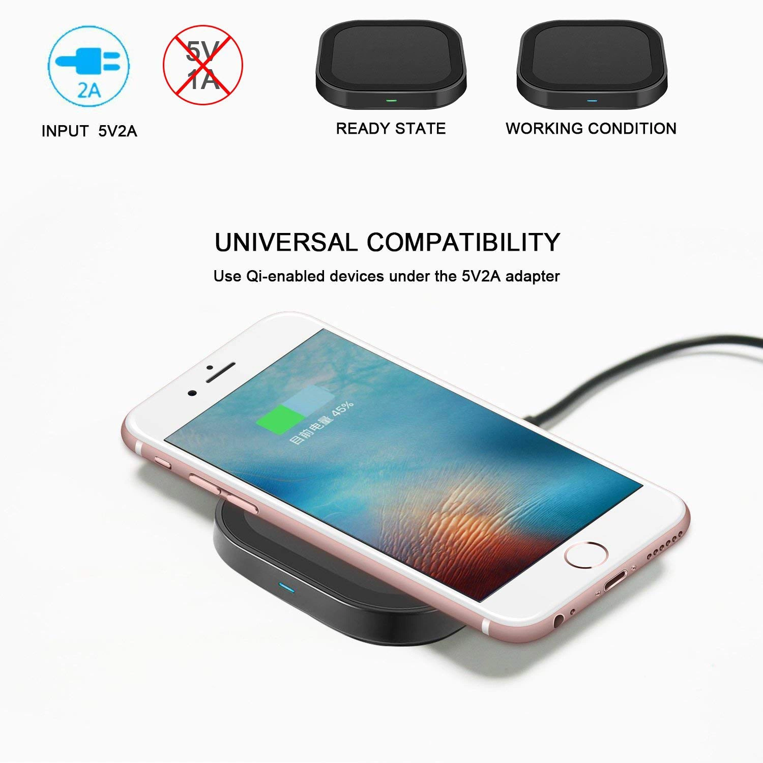 Input Universal Desktop 10W Small Wireless Charger Pad for Samsung S10 for iPhone 13 PRO Max