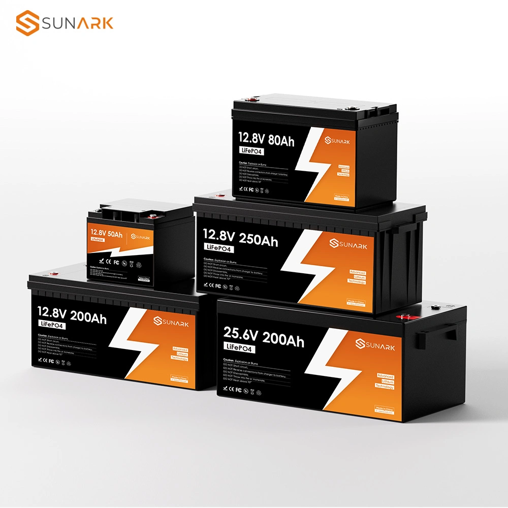 Batería de litio fosfato de hierro Sunark 200Ah 300ah de ciclo profundo 12V de la célula de la batería