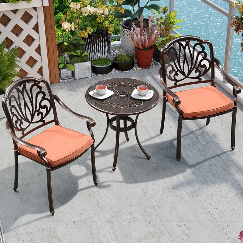 Outdoor and Indoor Aluminum Cast Furniture Sets, Dining Furniture with Round Table for Garden and Kitchen