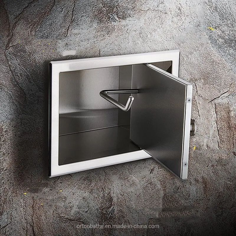 304 Stainless Steel Concealed Bathroom Accessories in Wall in Recessed Space Saving Paper Holder