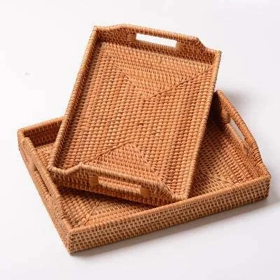 Serving Tray Wood Serving Tray Rattan Woven Storage