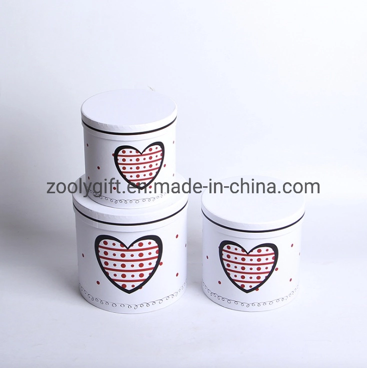 Custom Love Heart Printing Round Gift Box Set Wedding Decoration Paper Box