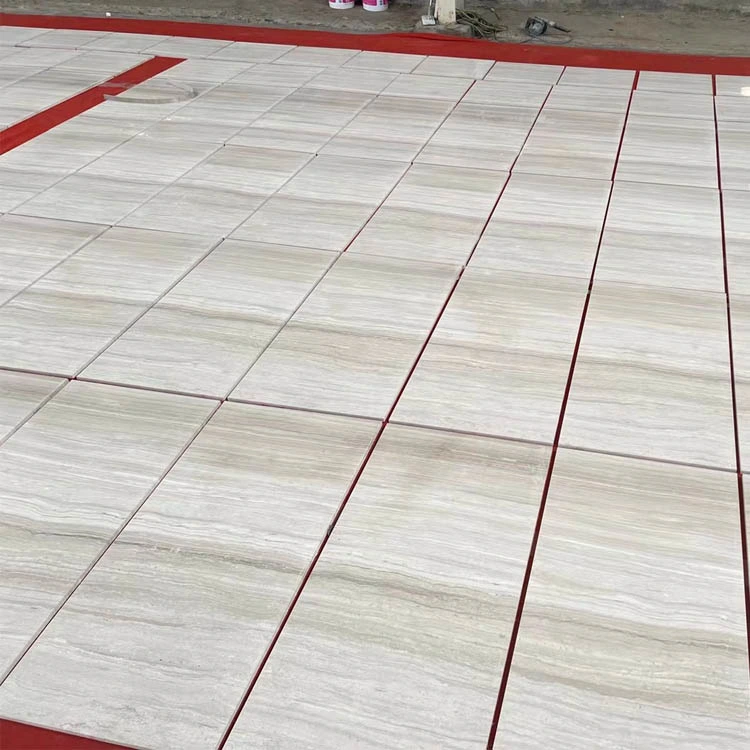 Chinese Polished/Honed Finsh White Wooden Veins Marble Slabs for Wall and Flooring Tiles