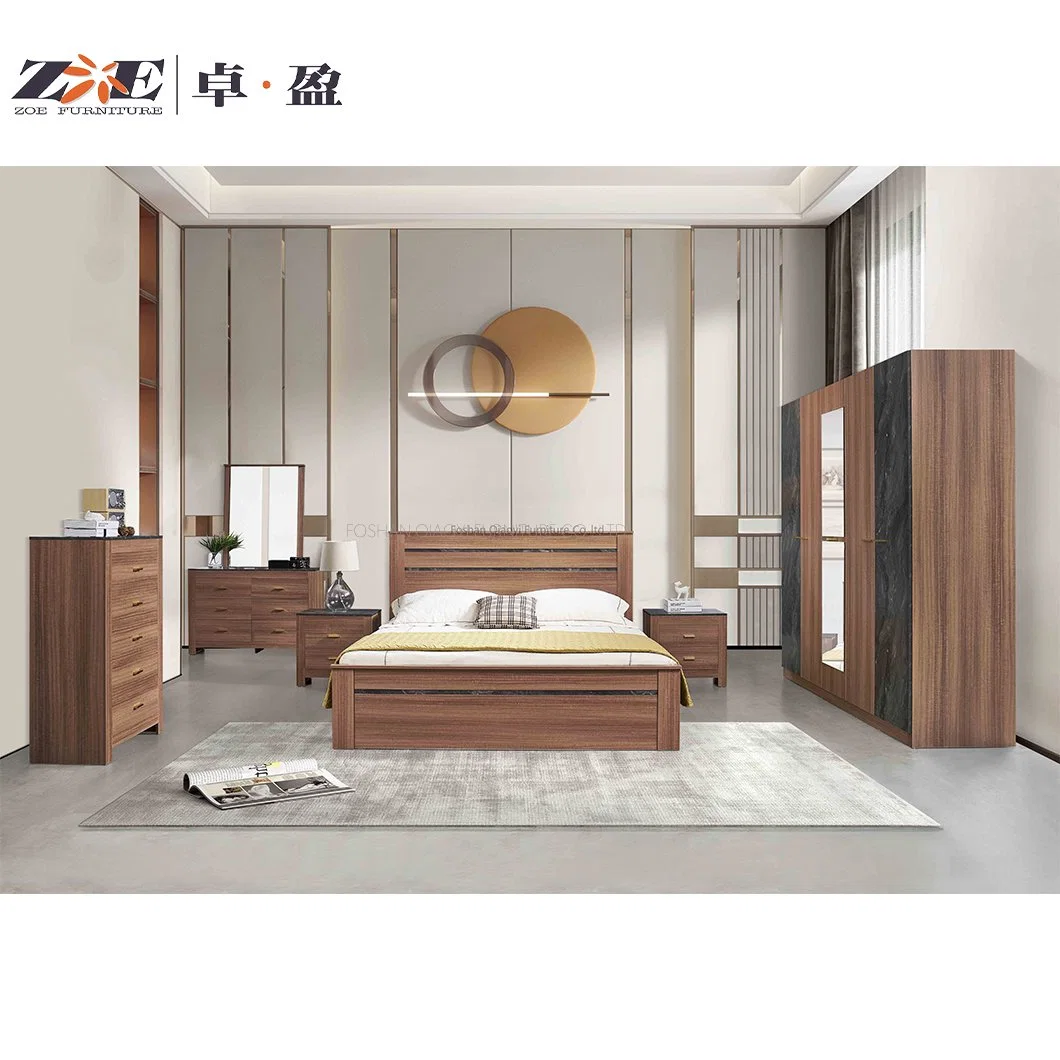 Hotel Home Bedroom Furniture King Queen Bed Modern Wooden Bedroom Set